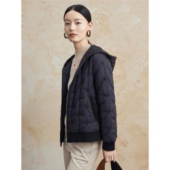 FINITY菲妮迪新中式花朵刺繡棉衣棉服2024年冬季新款黑色連帽外套