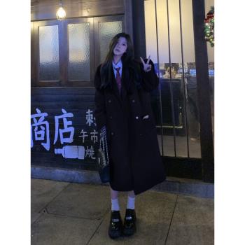 灰色呢子大衣女2024年新款毛呢外套秋冬季小個子高階感赫本風韓系