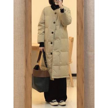 卡其色長款羽絨服女冬季新款2024年新款時尚洋氣高階感小眾設計感