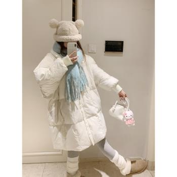 白鴨絨中長款白色羽絨服女冬季天新款2024年新款小眾設計感小個子