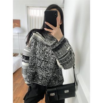 COS風女裝新品時尚潮休閑版型費爾島紋理羊毛混紡毛衣1201318001