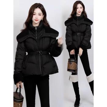 時尚羽絨服女2024冬季新款設計感洋氣收腰顯瘦氣質短款白鴨絨上衣