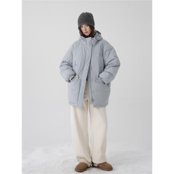 低卡LOWCALORIE ‘冬日圓舞曲’秋冬新款連帽羽絨服白鴨絨麵包服