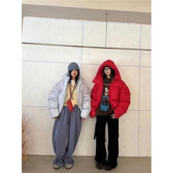 斷碼清倉！十三行韓版小個子白鴨絨麵包服外套女保暖泡芙羽絨服