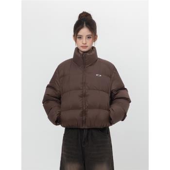 OUKKY美式短款羽絨服女冬季肯豆風小個子加厚麵包服90白鴨絨三防