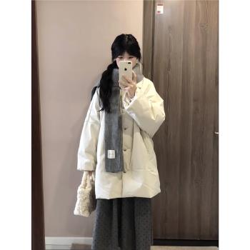 白色短款棉服女2024新款冬季棉衣棉襖爆款保暖外套韓系加厚超好看