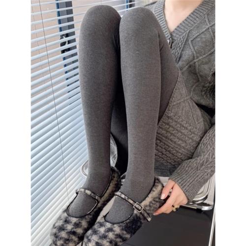 灰色豎條紋打底褲子女秋季外穿安可雷穿搭秋褲高腰顯瘦踩腳連褲襪