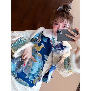 中國風刺繡背心秋冬旗袍兩件唐裝