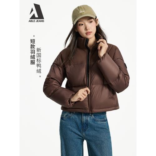 ABLE JEANS肯豆冬季女士街頭立領防風短款羽絨服時尚保暖外套