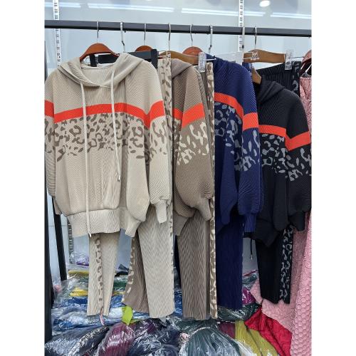 中年女裝春秋衛衣運動套裝休閑兩件套彈力褶皺洋氣媽媽春裝連帽款