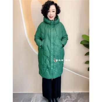 媽媽冬裝外套加厚保暖羽絨棉服長款連帽棉襖中老年200斤過膝棉衣