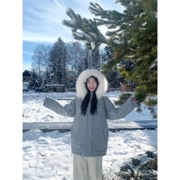 by1171丹麥冬真毛領羽絨服90新國標白鴨絨休閑派克服保暖外套女