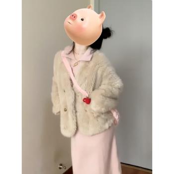 深秋初冬韓系小香風毛毛外套女秋冬季2024新款加絨加厚高階感上衣
