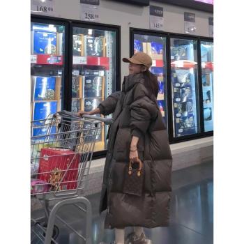 2024年新款羽絨服女中長款大被子過膝設計感時尚加厚白鴨絨冬季潮