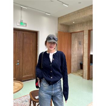 YANGLE 針織開衫外套女100羊毛高階感2025年春季新款顯瘦氣質上衣