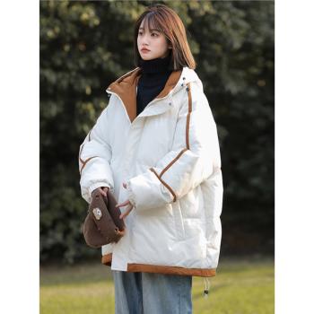 森馬旗下minette冬季麵包服棉衣女寬松連帽加厚羽絨棉服襖子外套