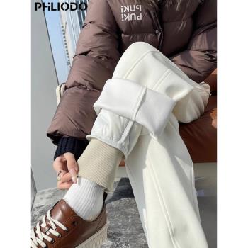 PHILIODO品牌時尚寬松防風保暖白鴨絨羽絨褲女冬季新款東北棉褲