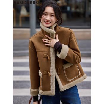 Basic House/百家好美拉德皮毛一體加厚夾克外套女士冬季保暖上衣