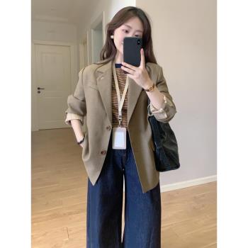棕色小西裝外套女短款2025春季新款西服休閑氣質名媛高階感設計感