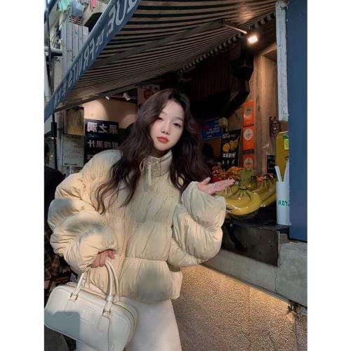 90白鴨絨小個子羽絨服女短款立領2025冬季新款重工抽褶面包服外套