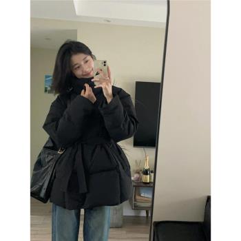 黑色立領短款羽絨服女冬季天新款2024年新款時尚洋氣高階感超好看