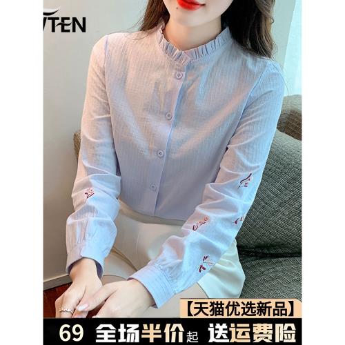 雪紡襯衫女士春秋季2025年新款時尚內搭長袖上衣洋氣時髦小衫襯衣