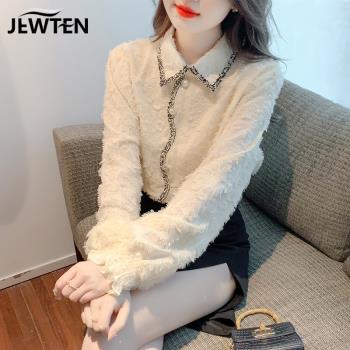 春秋冬季襯衫女士裝2023年新款上衣蕾絲爆款打底小衫洋氣內搭襯衣