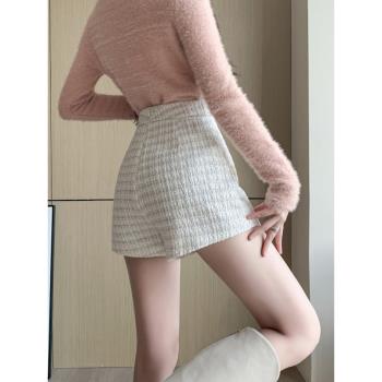時尚高階感2025年新款春季女裝法式設計小香風粗花呢高腰顯瘦短褲