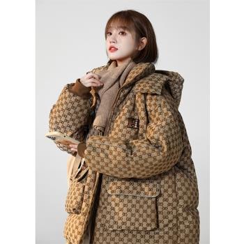 森馬旗下minette冬季羽絨棉服女復古寬松連帽加厚棉衣麵包服外套