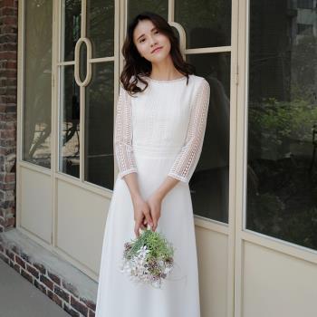 SHOOYA原創《月溪》韓國蕾絲復古法式輕婚紗旅拍婚禮領證訂婚禮服