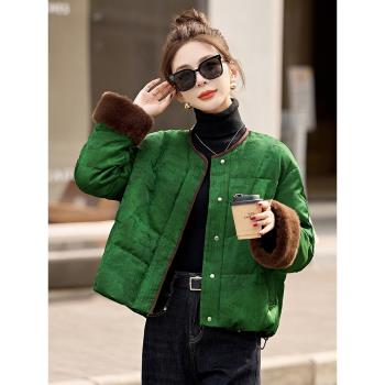 新中式唐裝羽絨服女2024冬季新款短款高階洋氣撞色國風提花厚外套