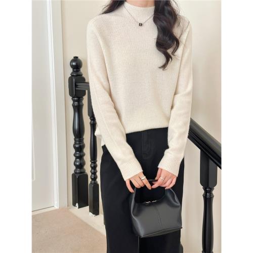 糖安妮 2026春季全羊毛無縫一體針織衫女半高領軟糯保暖基礎百搭