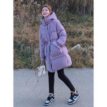 Lecea Alice羽絨棉服女2025冬季新款連帽加厚棉衣外套女中長款
