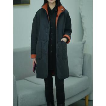 中長款棉衣女秋冬新款高階感簡約百搭保暖氣質休閑兩面穿棉服外套