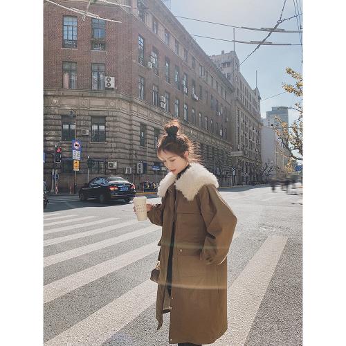 Lecea Alice羊羔毛棉服女2025冬季新款加厚寬松派克服女冬小個子