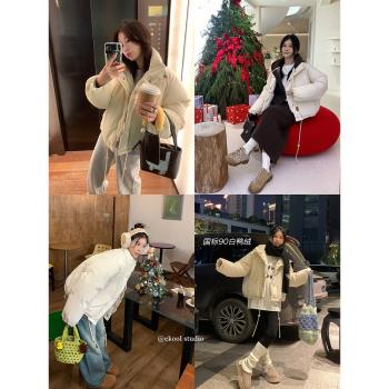 EKOOL ~溫暖抱抱~90白鴨絨羽絨服女冬季2024新款小個子麵包服外套
