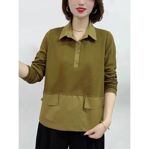 媽媽裝春秋長袖t恤中老年女士上衣時尚洋氣減齡休閑寬松韓版衛衣