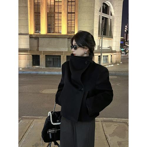 EKOOL衣庫~西雅圖隨想~ 羊毛呢外套女秋冬短款小個子雙面呢大衣