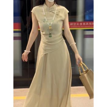 品牌高階女裝2025年新款夏季時尚氣質新中式國風旗袍上衣褲子套裝