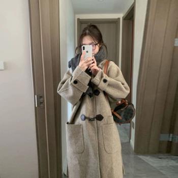 牛角扣雙面羊絨毛呢子大衣外套女2025春秋新款高階感赫本風小個子