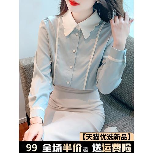 春秋季長袖雪紡襯衫女裝2025年新款洋氣上衣爆款時尚小衫氣質襯衣