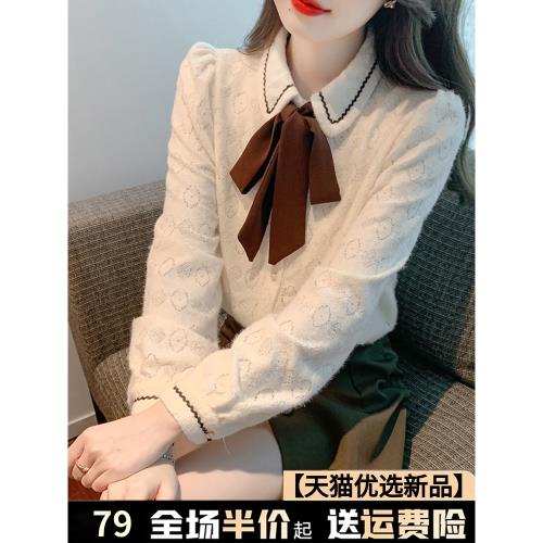 秋季加絨襯衫蕾絲打底小衫女裝春秋裝2025年新款上衣時尚洋氣襯衣