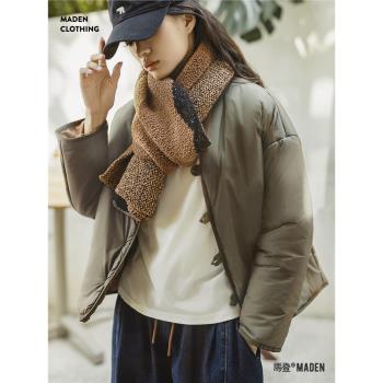馬登兩面穿單排扣棉服復古休閑棒球領棉襖通勤保暖夾棉厚外套冬女