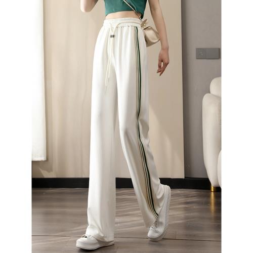 窄版闊腿褲女夏季薄款2025新款高腰寬松垂感小個子直筒休閑運動褲