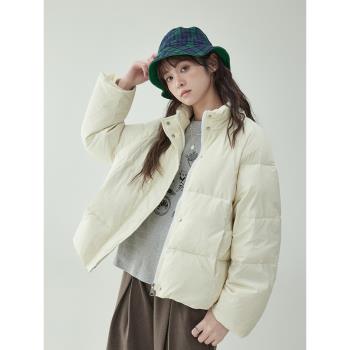「北島AMUU原創」純色連帽90白鴨絨羽絨服女冬季新款加厚保暖外套