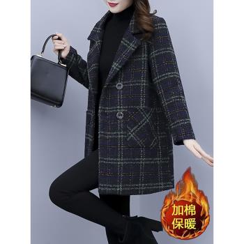 毛呢西裝外套女士裝秋冬季2025年新款小個子加棉加厚中長呢子大衣