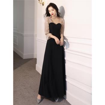 晚禮服女2025新款平時可穿名媛高階優雅洋裝連衣裙長款敬酒服秋