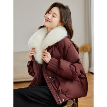 羽絨服女短款高階感女款2024新款冬季寬松保暖大毛領防寒加厚外套