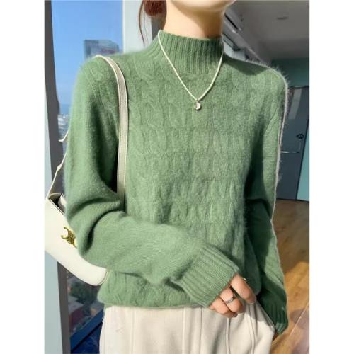 一線成衣無縫半高領毛衣女冬加厚內搭保暖毛衫慵懶寬松顯瘦打底衫