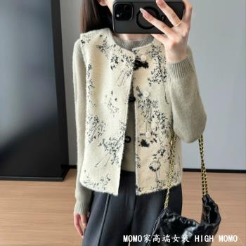 新中式國風~雙面可穿貝殼盤扣洋氣提花韓國絲絨馬甲背心2024秋冬